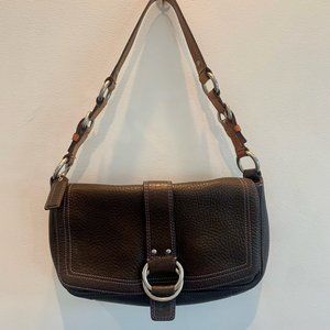 Coach Chelsea Hobo Shoulder Bag | Brown Pebbled Leather with Lavender Stitching